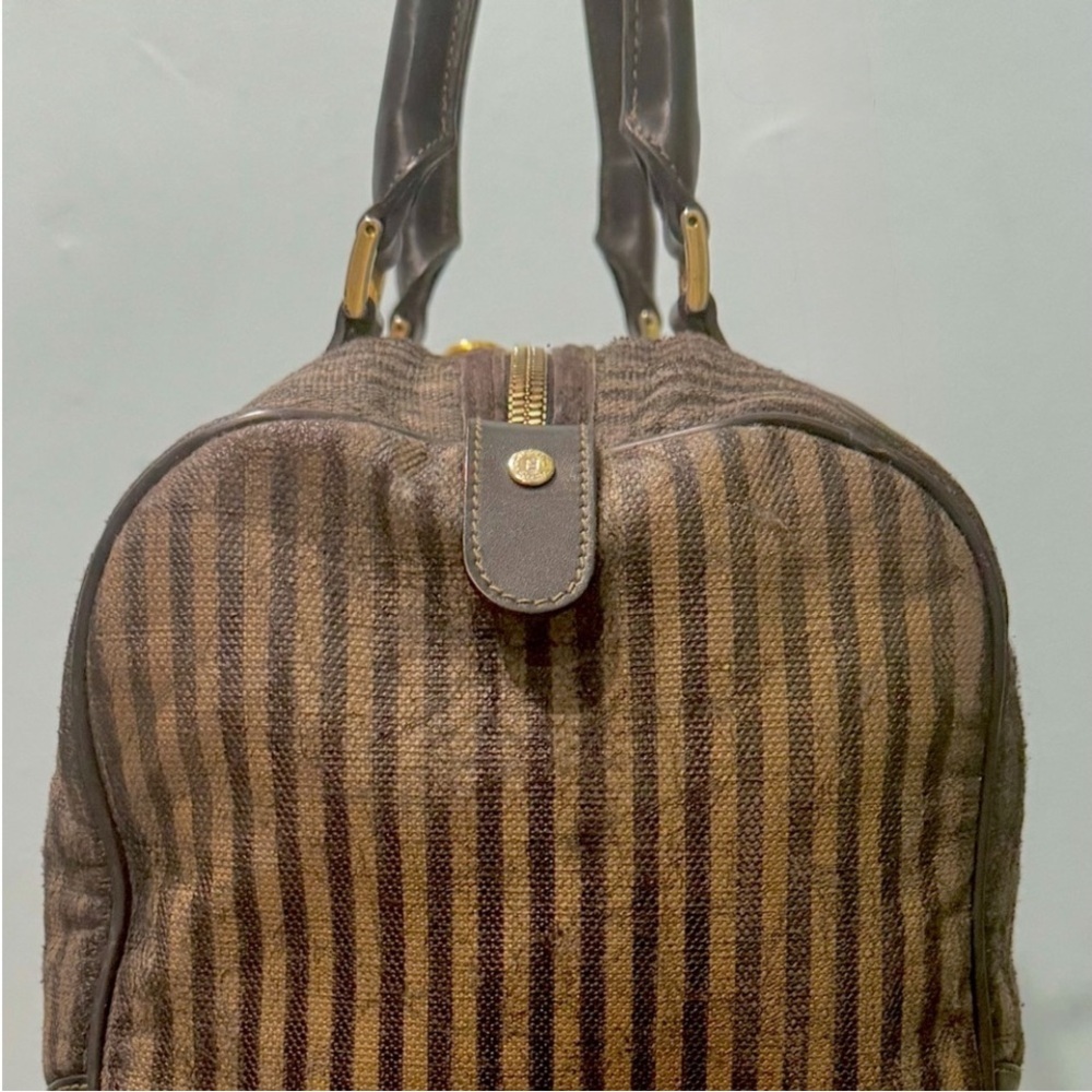 ❤️👝Vintage Fendi Pequin Stripe Brown Bag - Picture 3 of 7